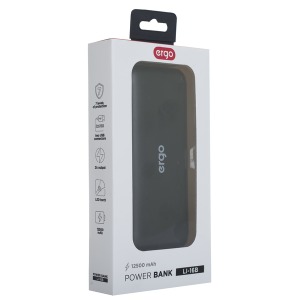 Power bank ERGO LI-16В, 12500 mAh Black