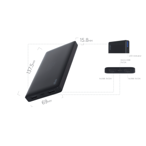 Power bank ERGO LP-83, 10000 mAh Black